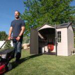 Lifetime Lockable Polyethylene Outdoor Storage Shed, 10′ x 8′, Tan & Brown (60005) - Image 3