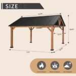 JOYSIDE 15 ft. x 13 ft. Solid Cedar Wood Outdoor Patio Hardtop Gazebo - Image 5