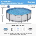 Bestway Steel Pro MAX 10 Foot x 30 Inch Round Metal Frame Above Ground Outdoor Backyard Swimming Pool Set with 330 GPH Filter Pump - Image 4