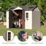 Lifetime Lockable Polyethylene Outdoor Storage Shed, 10′ x 8′, Tan & Brown (60005) - Image 4