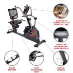 Sunny Health & Fitness Smart Recumbent Cross Trainer Elliptical Exercise Bike - Image 3