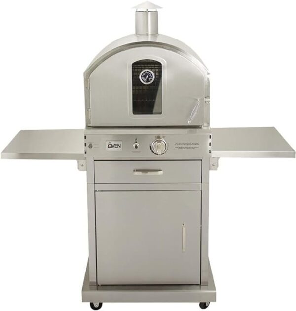 51PATDz6NdL._AC_SX679_-600x630-1.jpg Summerset ‘The Oven’ Outdoor Freestanding Large Capacity Gas Oven with Pizza Stone, Smoker Box and Mobile Cart, 304 Stainless Steel Construction, Natural Gas - Image 1