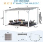 Aecojoy 12 ft x 12 ft White Aluminum Pergola with Canopy - Image 5