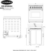 Cosmo 30 in. 4.5 Cu. Ft. Gas Range with 5 Sealed Burners, Convection Oven, - Image 6