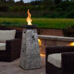Costway 48 Inch Propane Fire Bowl Column with Lava Rocks and PVC Cover - Image 4