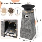 Costway 48 Inch Propane Fire Bowl Column with Lava Rocks and PVC Cover - Image 5