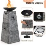 Costway 48 Inch Propane Fire Bowl Column with Lava Rocks and PVC Cover - Image 6
