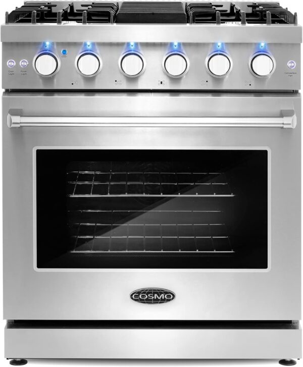 71F87bswlgL._AC_SL1500_-600x727-1.jpg Cosmo 30 in. 4.5 Cu. Ft. Gas Range with 5 Sealed Burners, Convection Oven, - Image 1