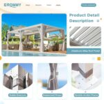 Erommy Outdoor Louvered Pergola Gazebo with Adjustable Aluminum Rainproof Roof - Image 4