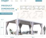 EROMMY 12’x24′ Outdoor Louvered Pergola Gazebo - Image 7