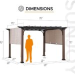 Sunjoy 11 x 11 ft Metal Pergola with Adjustable Tan Garden Shade - Image 4
