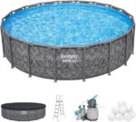 Bestway APX 365 18’x52″ Round Above Ground Swimming Pool Set with Pump & Ladder