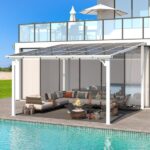 Aecojoy 12 ft x 12 ft White Aluminum Pergola with Canopy - Image 7