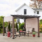 Sunjoy 11 x 11 ft Metal Pergola with Adjustable Tan Garden Shade - Image 2