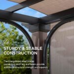 Sunjoy 11 x 11 ft Metal Pergola with Adjustable Tan Garden Shade - Image 7