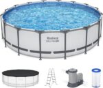 Bestway Steel Pro MAX 16 Foot x 48 Inch Round Metal Frame Above Ground Outdoor Swimming Pool Set - Image 7
