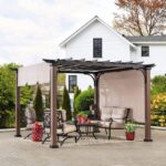Sunjoy 11 x 11 ft Metal Pergola with Adjustable Tan Garden Shade - Image 3