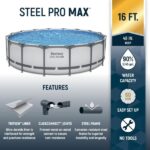 Bestway Steel Pro MAX 16 Foot x 48 Inch Round Metal Frame Above Ground Outdoor Swimming Pool Set - Image 6
