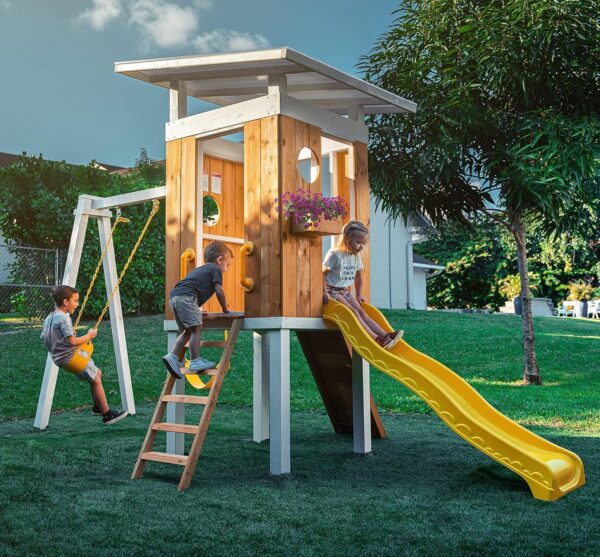 A1pQACWI1L._AC_SL1500_-600x557-1.jpg Avenlur Forest Modern Backyard Outdoor Swing Set - Image 1
