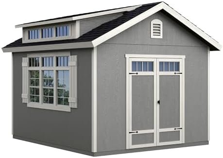 B09P47M7D4-0-1756077586318.jpg Handy Home Products Windemere 10×12 Do-it-Yourself Wooden Storage Shed with Floor, Beige - Image 1