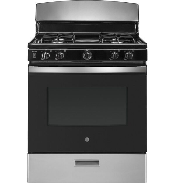 a562cd9e9a858270ea213aa39a6af51c7cadd6ad__83635-600x625-1.jpg GE 30″ Free-Standing Gas Range JGBS30RETSS - Image 1