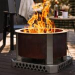 X Series 28 Inch Round Corten Steel Wood-Burning Fire Pit in Stainless Steel by Breeo - Image 5