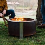 X Series 28 Inch Round Corten Steel Wood-Burning Fire Pit in Stainless Steel by Breeo - Image 3