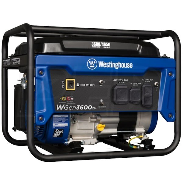 wgen3600cv_117168_1000_c69606b5949fa4189ab55e309aa09871.jpg Westinghouse WGen3600cv – 3600 Watt Portable Generator w/ RV Outlet & CO Sensor (49-State) - Image 1