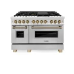 ZLINE Autograph Edition 48″ 6.0 cu. ft. Dual Fuel Range with Gas Stove and Electric Oven Stainless Steel Accents - Image 4