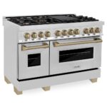 ZLINE Autograph Edition 48″ 6.0 cu. ft. Dual Fuel Range with Gas Stove and Electric Oven Stainless Steel Accents - Image 2
