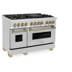ZLINE Autograph Edition 48″ 6.0 cu. ft. Dual Fuel Range with Gas Stove and Electric Oven Stainless Steel Accents - Image 5